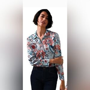 Chico's Sz 0 Floral Button Up Blouse